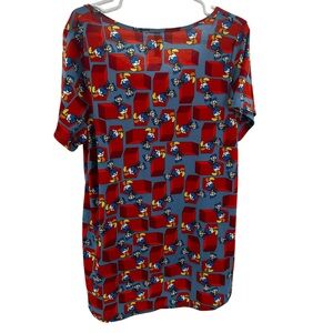 LuLaRoe Donald Duck Blue and Red Graphic Tee Short Sleeve XL geometric vacation
